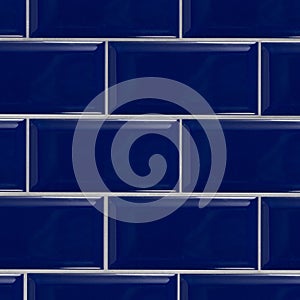 Seamless subway tile texture in cobalt blue