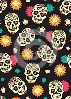 Seamless with sugar skulls