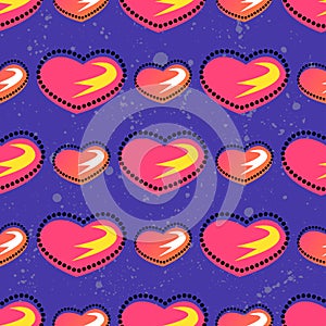 Seamless summer pattern with bright heart element on brith background For teenagers valentines day