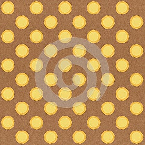 Seamless sun pattern on brown background