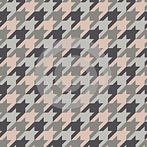 Seamless surface pattern with houndstooth ornament. Classic fashion fabric print. Checked geometric background