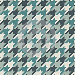 Seamless surface pattern with houndstooth ornament. Classic fashion fabric print. Checked geometric background.