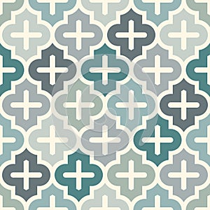 Seamless surface print with ogee ornament. Oriental traditional pattern with repeated mosaic tile Moroccan crosses motif photo