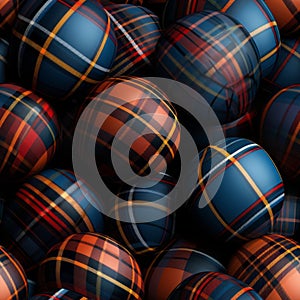 Seamless Tartan: A 3d Creation Of Blue And Orange Plaid Balls photo