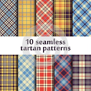 10 seamless tartan patterns photo