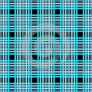 Seamless tartan plaid pattern. Checkered fabric texture print in dark grayish blue, navy, pale blue and black eps10