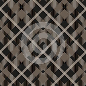 Seamless tartan plaid pattern in taupe, beige, grey and white. Classic fabric texture for digital textile printing.