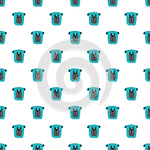 Seamless teddy bear pattern vector hand drawn illustration cartoon style.bear faces on white background.suitable for
