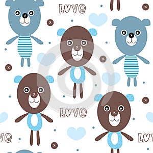 Seamless teddy bear pattern vector illustration