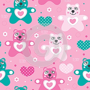 Seamless teddy bear pattern vector illustration