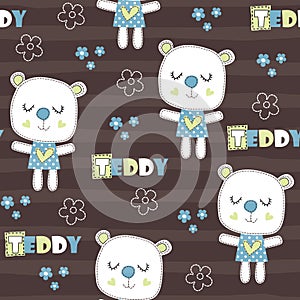 Seamless teddy bear pattern vector illustration