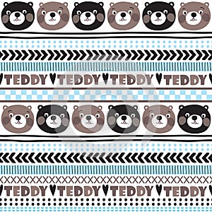 Seamless teddy bear pattern vector illustration