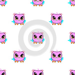 Seamless template cute pig lying in a puddle, vector illustration