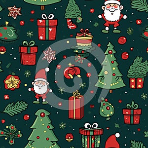 Seamless template group icon of Christmas illustration by generative ai