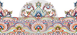 Seamless textile fabric border based on Asian elements