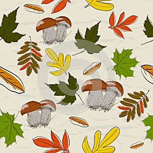 Seamless texture with autumn pattern from my collection of posters and seamless textures. Vector illustration