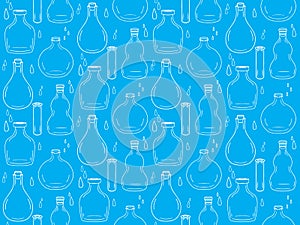Seamless texture with bottles and jars