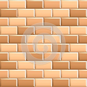 Seamless texture of ceramic subway, metro tiles. 3D repeating pattern of beige brick background