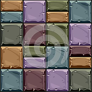 Seamless texture of colored square stone, background stone wall tiles. Vector illustration for user interface of the