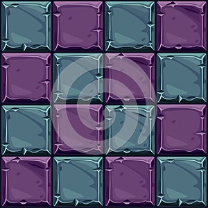 Seamless texture of colored stone, background stone wall tiles. Vector illustration for user interface of the game