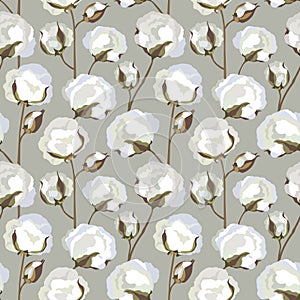 Seamless texture with Cotton flower leaves photo