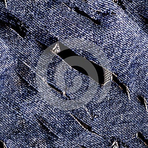 Seamless texture of cutted and torn denim