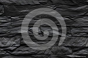 Seamless texture of dark grey black slate tile wall, neural network generated image