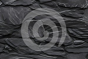 Seamless texture of dark grey black slate tile wall, neural network generated image