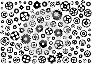 Seamless texture or different gear wheels. Vector illustration