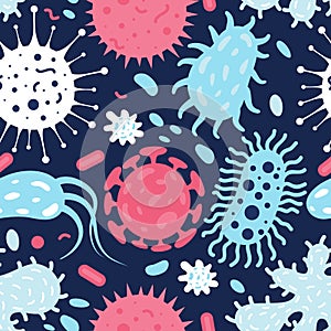 Seamless texture of doodle microbes