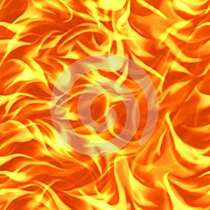 Seamless texture of fire. Flame background. Closeup firestorm wallpaper. Illustration