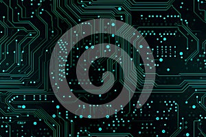 seamless texture and full-frame background of circuit board topology, neural network generated image.