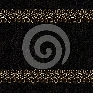 Seamless texture of golden lace of black velvet cloth