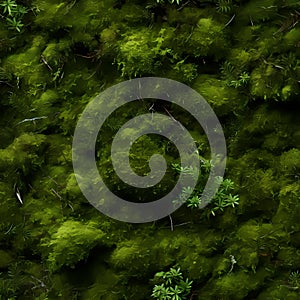 Seamless texture of green moss in the forest