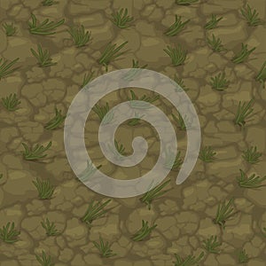 Seamless texture ground with grass, soil pattern with plants for wallpaper.