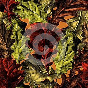 Features a seamless oak leaf texture