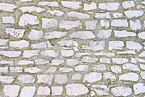 Seamless texture of the old stone road for the designer, rough gray background, concept of ancient European architecture, tourism