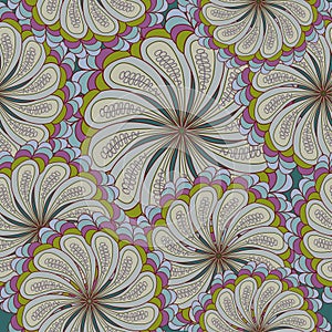 Seamless texture with ornate flowers and leaf