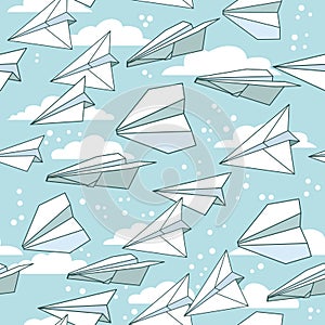 Seamless texture with paper planes.