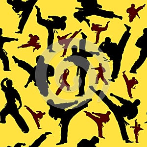 Seamless texture pattern karate martial arts. Vector, EPS.