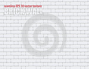 Seamless texture pattern light gray white brick wall vector background. EPS 10