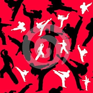 Seamless texture pattern red karate martial arts. Vector, EPS.