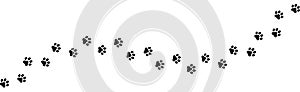 Seamless texture of a Paw print trail on white background.