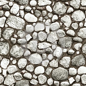 Seamless texture of pebble stones, classic style, stones or gravel for construction, floor or wall