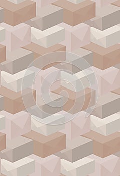 Seamless texture of postal parcels. Isometric flat blocks of package. Boxes per pack. Vector pattern