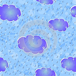 Seamless texture with rain and clouds