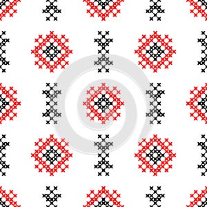 Seamless texture with red and black abstract patterns