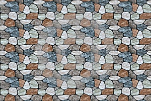 Seamless texture of rounded multi-colored marble stones.