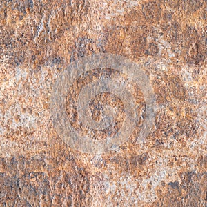 Seamless texture of rusty metal. Rust, corrosion, craters and destruction. Old metallic background.