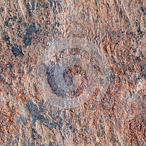 Seamless texture of rusty metal. Rust, corrosion, craters and destruction. Old metallic background.